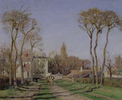 Ingang van het dorp Voisins, Yvelines, 1872 door Camille Jacob Pissarro